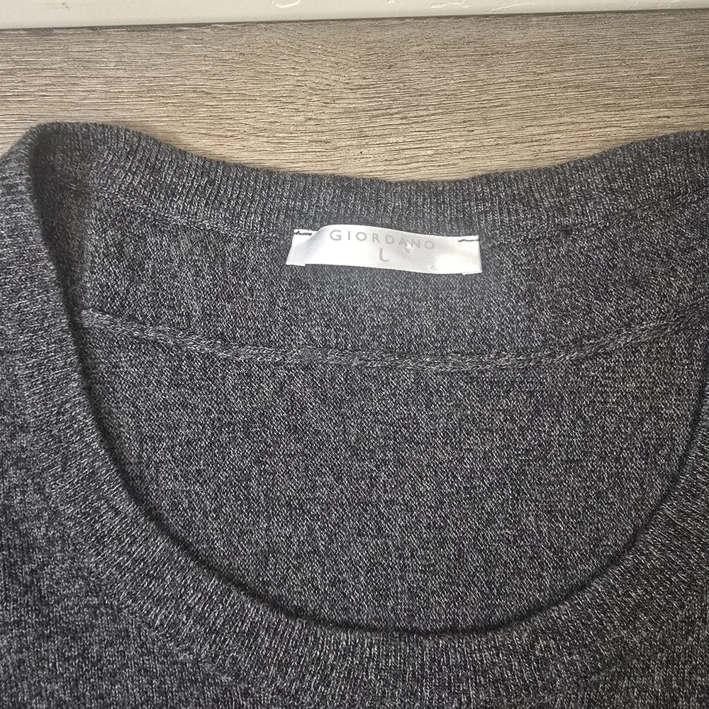 Giordano Wool Blend Batwing Dolman Sleeve Sweater Large Charcoal Gray Cozy Cabin
